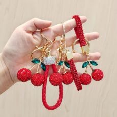 Cherry Rhinestone keychain alloy bag pendant