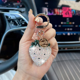 New clay Rhinestone  strawberry keychain bag decoration pendant