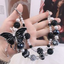 Hot selling new Rhinestone tassel butterfly phone chain double-layer bag chain