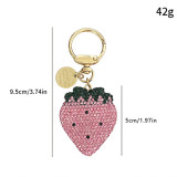 New clay Rhinestone  strawberry keychain bag decoration pendant