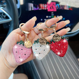 New clay Rhinestone  strawberry keychain bag decoration pendant