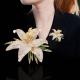 Luxury full diamond lily flower brooch with a sense of chest flower, niche and versatile suit pin accessory