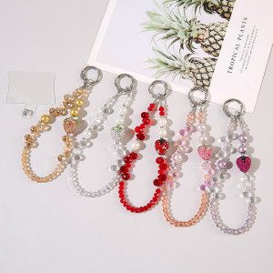 Strawberry phone chain wrist style anti loss pendant bag keychain