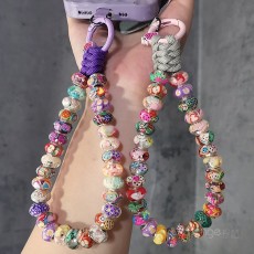 Women's cartoon cute bead phone hanging rope bag pendant