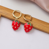 Strawberry earrings copper zircon micro inlaid oil drop pendant earrings earrings earrings earrings
