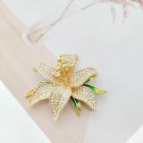 Luxury full diamond lily flower brooch with a sense of chest flower, niche and versatile suit pin accessory