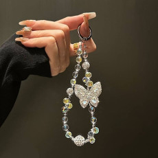 Sparkling Diamond Butterfly Water Drop Mobile Phone Chain Fashion Bead Bracelet