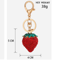 New diamond inlaid strawberry pendant metal keychain bag keychain