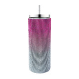 20oz 570ml diamond studded straight body insulated cup, stainless steel vacuum suction cup, portable car cup