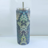 20oz 570ml diamond studded straight body insulated cup, stainless steel vacuum suction cup, portable car cup