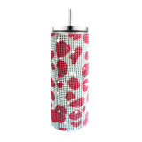 20oz 570ml diamond studded straight body insulated cup, stainless steel vacuum suction cup, portable car cup