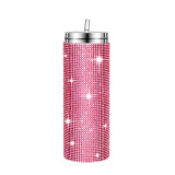 20oz 570ml diamond studded straight body insulated cup, stainless steel vacuum suction cup, portable car cup