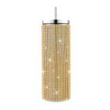 20oz 570ml diamond studded straight body insulated cup, stainless steel vacuum suction cup, portable car cup
