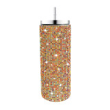 20oz 570ml diamond studded straight body insulated cup, stainless steel vacuum suction cup, portable car cup