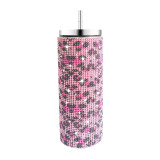 20oz 570ml diamond studded straight body insulated cup, stainless steel vacuum suction cup, portable car cup