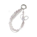 Crystal Butterfly Double layer Mobile Phone Chain Wrist Hanging Decoration Mobile Phone Case Pendant