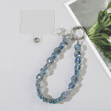Transparent Crystal Stone Mobile Phone Chain with Irregular Beaded Bracelet Strap