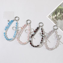 Crystal Butterfly Double layer Mobile Phone Chain Wrist Hanging Decoration Mobile Phone Case Pendant