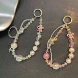 Bow mobile phone chain CCD camera lanyard DIY bead chain handmade