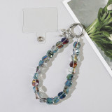 Transparent Crystal Stone Mobile Phone Chain with Irregular Beaded Bracelet Strap