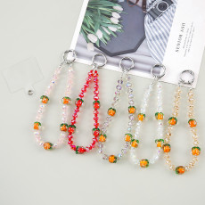 Persimmon fruit crystal bead mobile phone chain jewelry