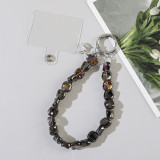Transparent Crystal Stone Mobile Phone Chain with Irregular Beaded Bracelet Strap