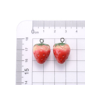10pcs/lot  DIY red resin accessory simulation resin strawberry fruit pendant