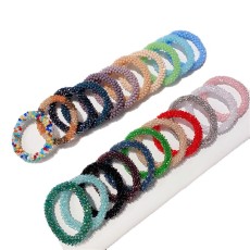 Sparkling crystal colored elastic headband bracelet with ponytail headband