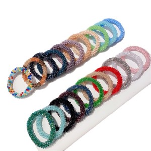 Sparkling crystal colored elastic headband bracelet with ponytail headband