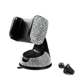 Rhinestone Car phone holder, car suction cup, rotating phone holder for women