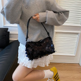 Sequined underarm bag, women's new handbag, shoulder bag, fashionable commuting baguette bag