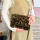 New sequined women's bag, small square bag, single shoulder crossbody bag for women