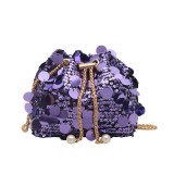 Large sequin, large capacity chain, summer crossbody, one shoulder, dinner bucket bag