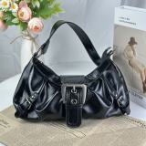 Vintage style spicy girl Y2K vintage two tone leather shoulder bag