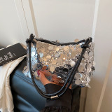 Sequined underarm bag, women's new handbag, shoulder bag, fashionable commuting baguette bag