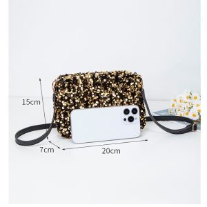 New sequined women's bag, small square bag, single shoulder crossbody bag for women