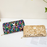 Ladies' long sequin wallet, coin purse, butterfly decoration handbag