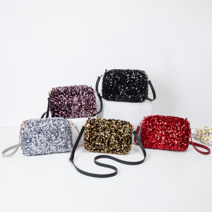 New sequined women's bag, small square bag, single shoulder crossbody bag for women