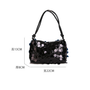 Sequined underarm bag, women's new handbag, shoulder bag, fashionable commuting baguette bag