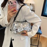 Sequined underarm bag, women's new handbag, shoulder bag, fashionable commuting baguette bag