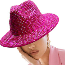 Full diamond stage hat with pure handmade design, British retro woolen jazz hat