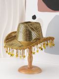 Western cowboy hat sequin tassel star design wide brimmed hat BR street party jazz hat