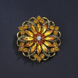 Hot selling glass series brooch alloy rhinestone acrylic brooch jacket accessories