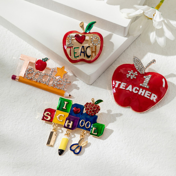 Teacher's Day brooch TEACHER/SCHOOL letter brooch student teacher accessory