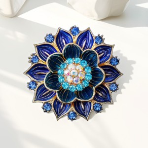 Hot selling glass series brooch alloy rhinestone acrylic brooch jacket accessories