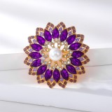 Hot selling glass series brooch alloy rhinestone acrylic brooch jacket accessories