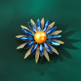Hot selling glass series brooch alloy rhinestone acrylic brooch jacket accessories