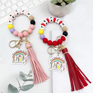 Bracelet, Teacher's Day Jewelry, Silicone Bead, Keychain, Female Wrist, Keyring, Easter Bracelet