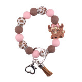 Cartoon consumption cow silicone bracelet bracelet keychain creative DIY silicone handmade bead bracelet women's jewelry