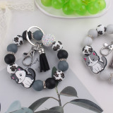 Cartoon cat silicone wristband keychain women's bag pendant tassel bracelet